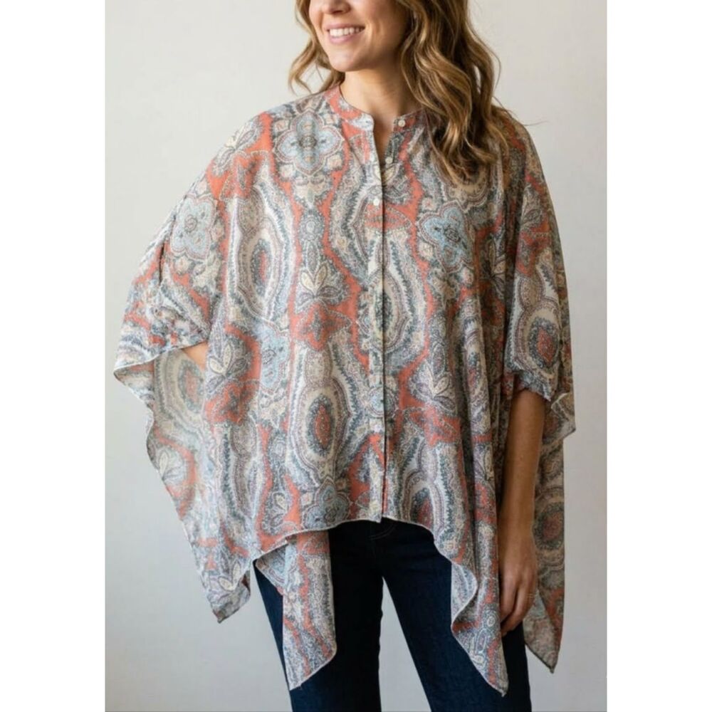 Umgee Lightweight Semi Sheer Tunic Blouse Women's Size S/M